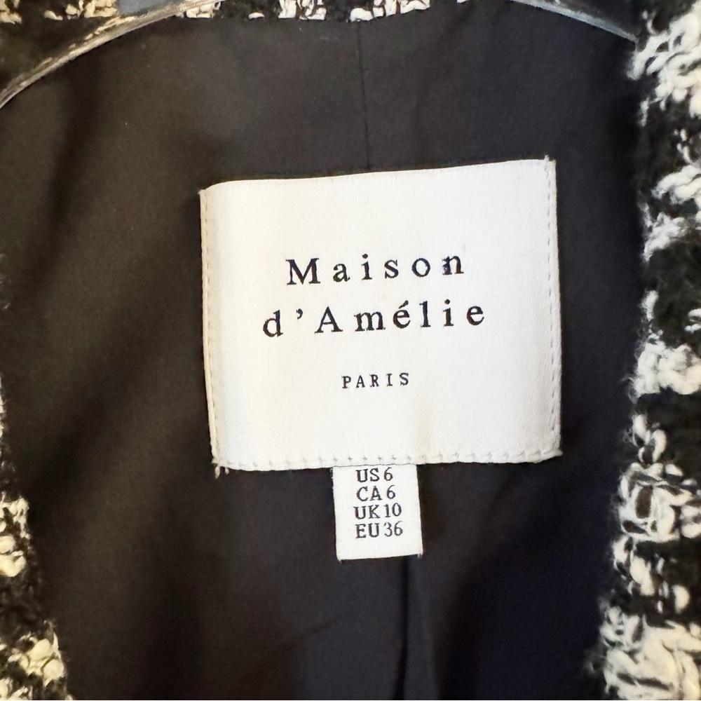 Maison D’Amelie Cropped Houndstooth Blazer - Size 6 - Picture 4 of 4